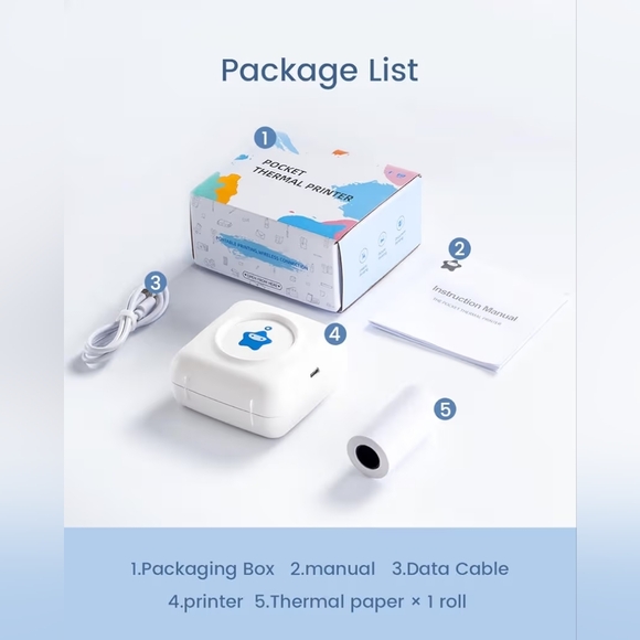 White Mini Portable Printer - Picture 7 of 8